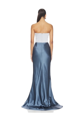 SAU LEE Blue Gown in Misha Ash in Slate. Size 00. Also in 0, 2, 6.