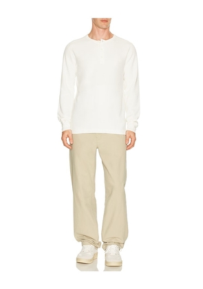 Reigning Champ Lightweight Waffle Standard Henley in White. Size S. Also in M, L, XXL/2X.