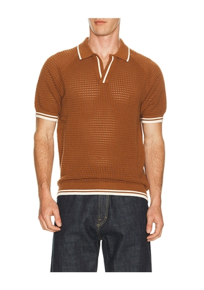 Percival Casa Martini Knitted Tennis Polo in Brown. Size S. Also in M, L, XL/1X.
