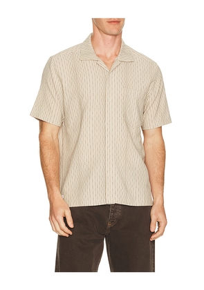 Percival Leland Cuban Shirt in Beige. Size S. Also in M, L, XL/1X.