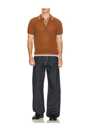 Percival Casa Martini Knitted Tennis Polo in Brown. Size S. Also in M, L, XL/1X.