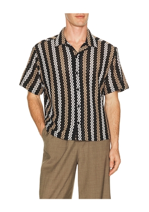 Percival Wade Crochet Shirt in Black. Size S. Also in M, L, XL/1X.