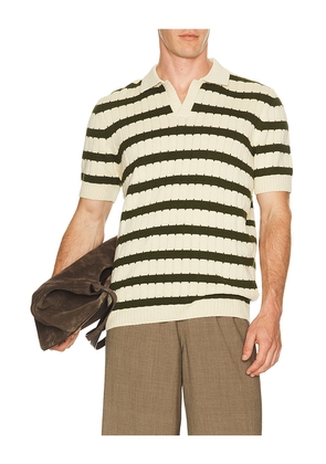 Percival Stine Knitted Polo in Cream. Size S. Also in M, L, XL/1X.