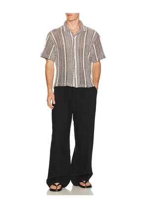 Percival Hugh Crochet Cuban Shirt in Black. Size S. Also in M, L, XL/1X.
