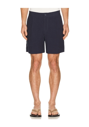 Percival Pleated Tailored Shorts in Navy. Size 30. Also in 32, 34, 36.