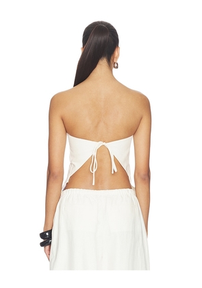 St. Agni Strapless Rouleau Tie Top in Ivory. Size XS. Also in S, M, L.