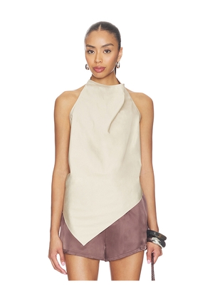 St. Agni Cotton Halter Top in Beige. Size XS. Also in S, M, L.