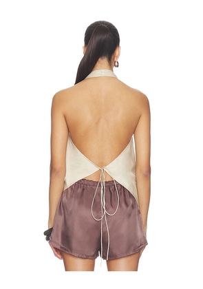 St. Agni Cotton Halter Top in Beige. Size XS. Also in L.