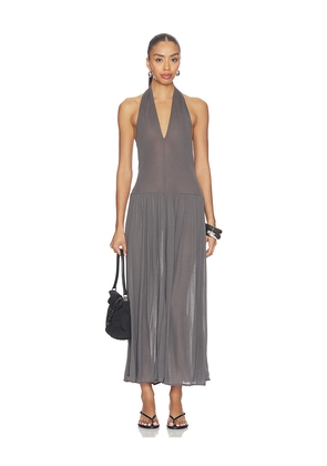 St. Agni Fluid Jersey Halter Dress in Grey. Size XS. Also in M, S.