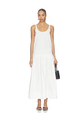 St. Agni Relaxed Pleat Dress in White. Size XS. Also in S, M, L.