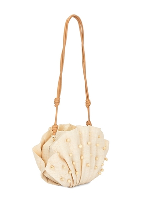 Poolside The Origami Beaded Scallop Clutch in Brown.