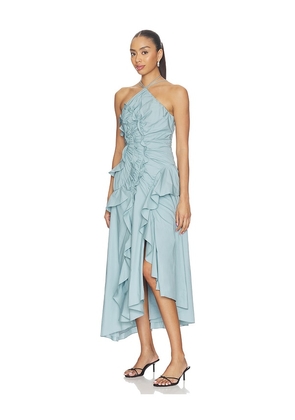 AMUR Ottavia Ruffle Dress in Blue. Size 00. Also in 12.