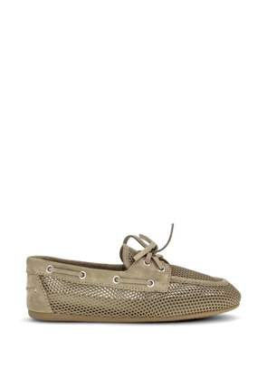 Miu Miu mesh and suede boat shoes - Neutrals