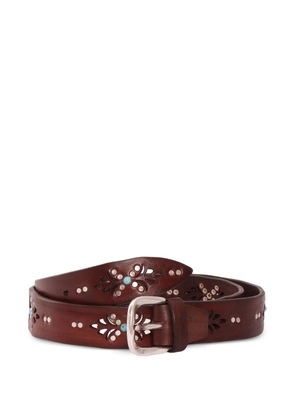 ALBERTO LUTI laser-cut studded leather belt - Brown