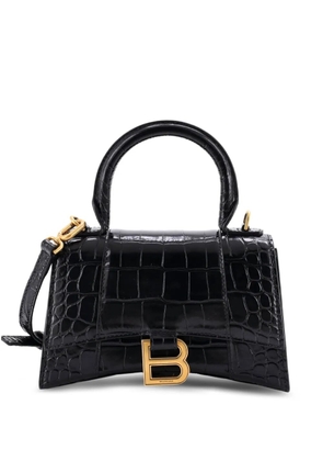 Balenciaga Pre-Owned Hourglass Top Handle Bag Crocodile Embossed Leather XS satchel - Black