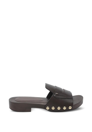 ANGEL ALARCON studded round toe sandals - Brown