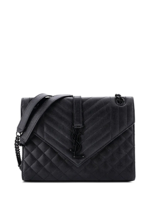Saint Laurent Pre-Owned Classic Monogram Envelope Satchel Mixed Matelasse Leather Medium shoulder bag - Black