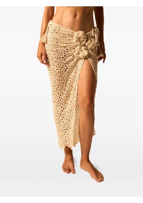 JBQ Coco floral tie side skirt - Neutrals