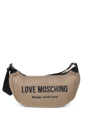 Love Moschino embroidered-logo crossbody bag - Neutrals