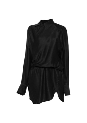 Petar Petrov striped gathered-waist mini shirt dress - Black