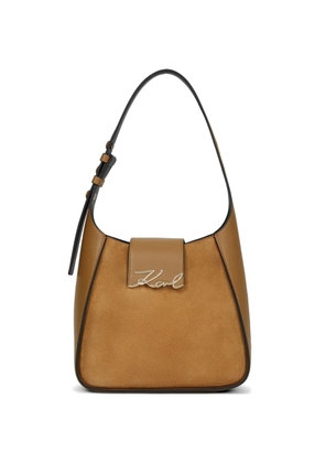 Karl Lagerfeld K/Signature suede shoulder bag - Neutrals