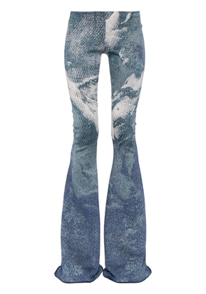 Roberto Cavalli patterned-jacquard glitter flared trousers - Blue