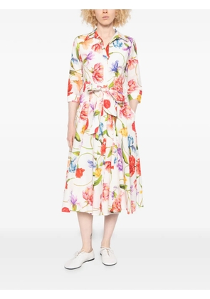 LAVI COUTURE Ninni floral-print tied-waist midi dress - White