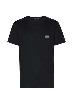Dolce & Gabbana cotton T-shirt with branded tag - Blue