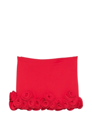 La Reveche floral-appliqué skirt - Red