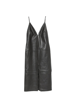 Erika Cavallini Augusta leather V-neck midi dress - Black
