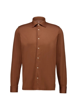 Fedeli Giza knitted long-sleeve shirt - Brown