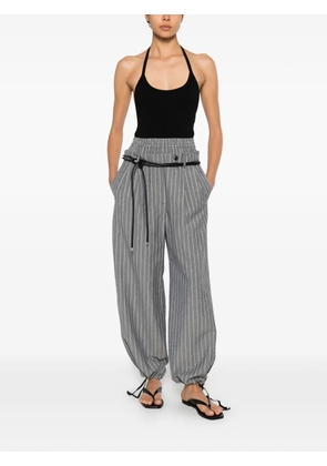 White Sand pinstripe drawstring-cuff trousers - Grey