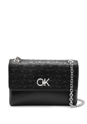 Calvin Klein logo-debossed faux leather shoulder bag - Black