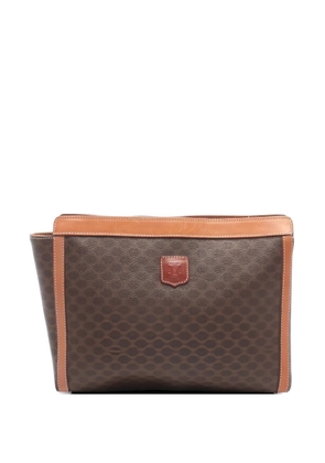 Celine Pre-Owned 2000s Macadam printed leather-panel clutch bag - Brown