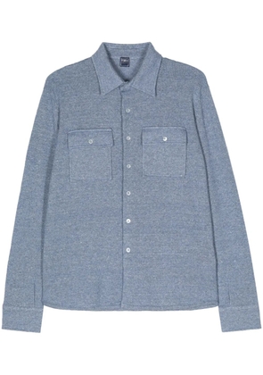 Fedeli cashmere-linen blend long-sleeve shirt - Blue