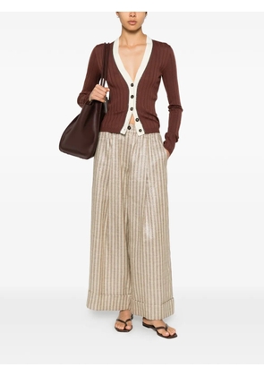 Brunello Cucinelli Monili-trim ribbed cardigan - Brown
