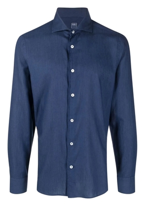 Fedeli poplin long-sleeve shirt - Blue