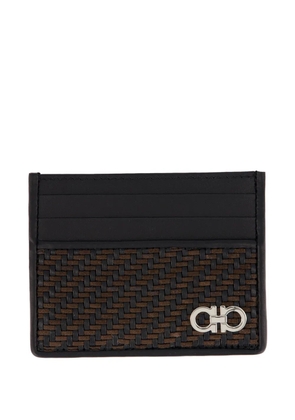 Ferragamo Gancini woven-panel card case - Black