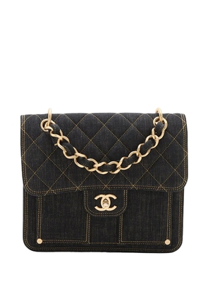 CHANEL Pre-Owned 2021-2026 Quilted Denim Double You Flap backpack - Blue