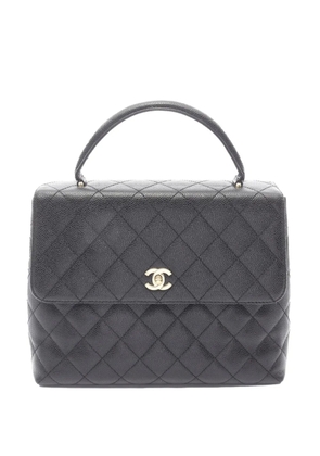 CHANEL Pre-Owned 2000-2002 CC Quilted Caviar Kelly Top Handle Bag handbag - Black