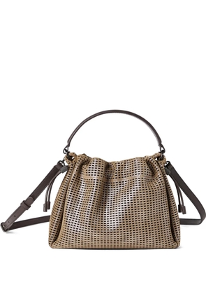 Brunello Cucinelli small sparkling monili leather tote bag - Brown