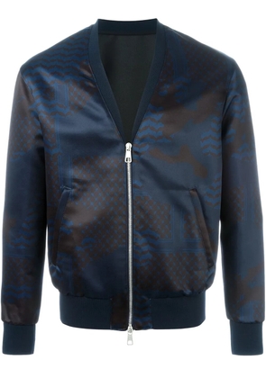 Neil Barrett print mix bomber jacket - Blue