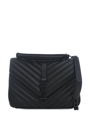Saint Laurent Pre-Owned 2015 Medium Chevron Sheepskin Monogram Monochrome College Bag satchel - Black