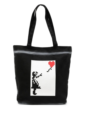 Mostly Heard Rarely Seen 8-Bit Floating Heart cotton tote bag - Black