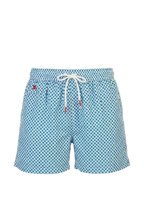 Kiton geometric-print swim shorts - White