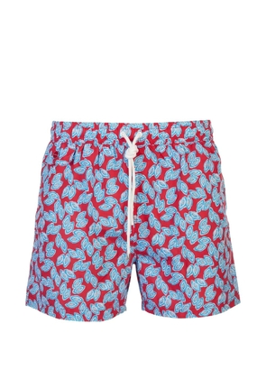 Kiton geometric-print drawstring swim shorts - Red