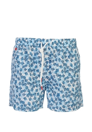 Kiton geometric-print swim shorts - Blue