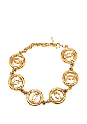 CHANEL Pre-Owned 1982 Gold Plated CC Logo Motif Chain Bracelet costume bracelet