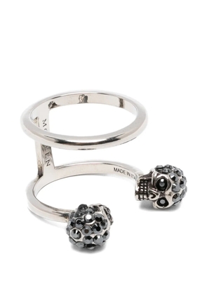 Alexander McQueen skull-embellished double ring - Silver