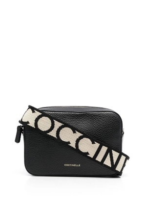 Coccinelle Tebe logo-strap pebbled shoulder bag - Black